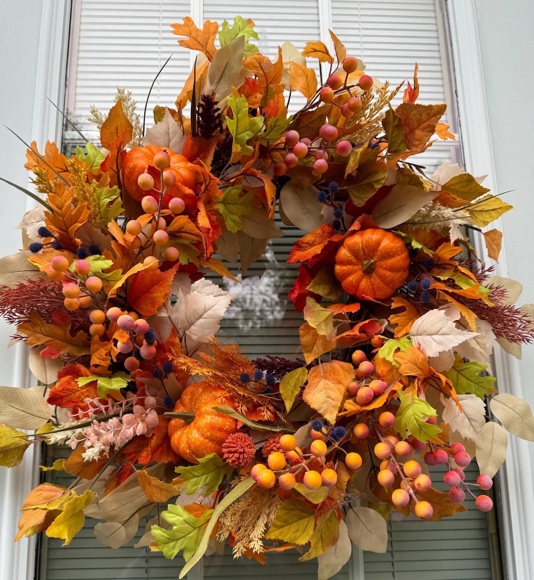 Dunelm Autumn Harvest Wreath with Pumpkins and Berries