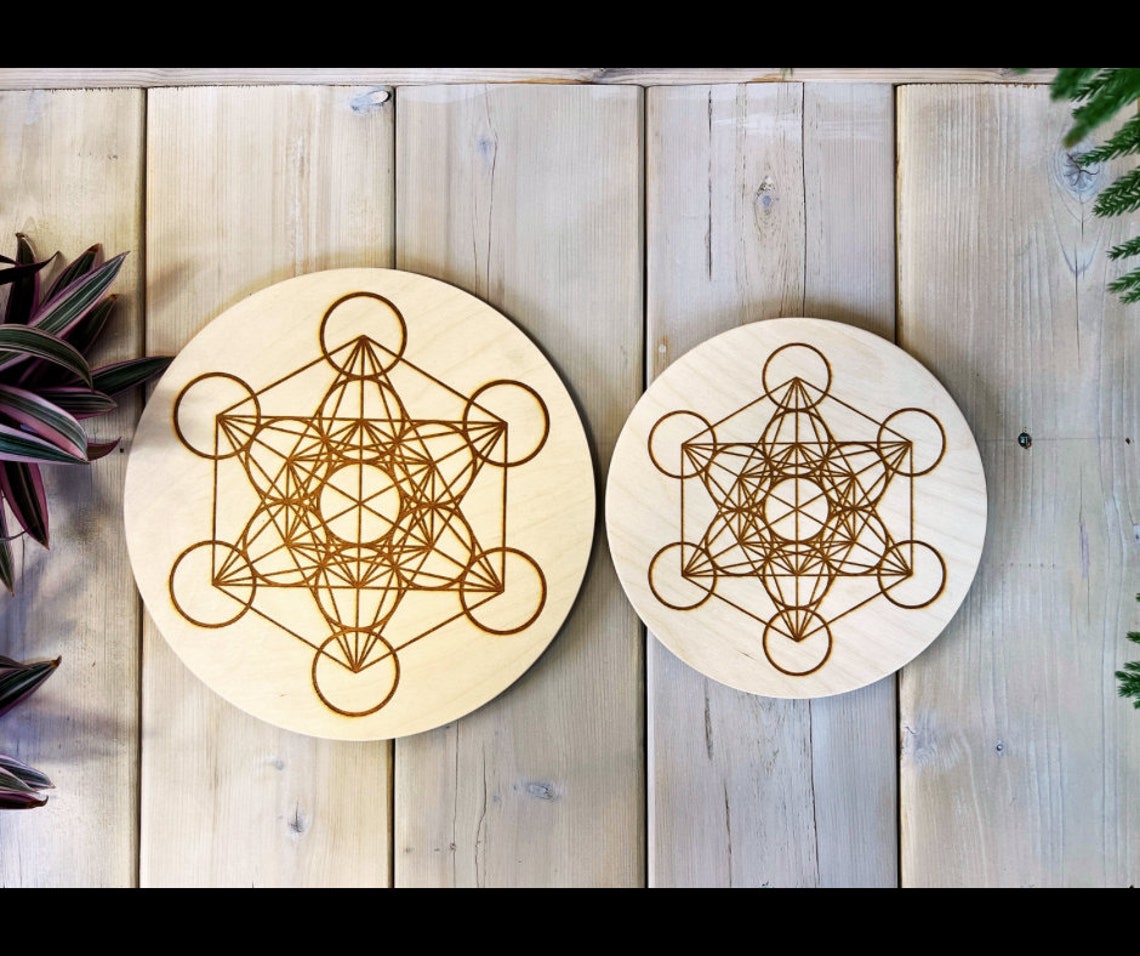 Metatron's Cube Crystal Grid Board, Wood Crystal Grid Board, Sacred ...