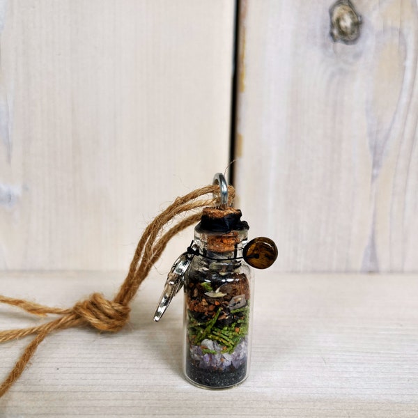 Travel Protection Spell Jar, Spell Bottle for Safe Travels with Tiger's Eye, Car protection charm