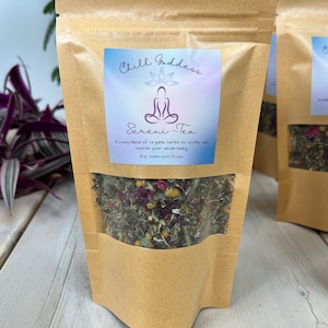 Chill Goddess Sereni~Tea, Nourishing Herbal Tea for Calming and Relieving Stress, Uplifting and Relaxing Herbal Tea Blend,