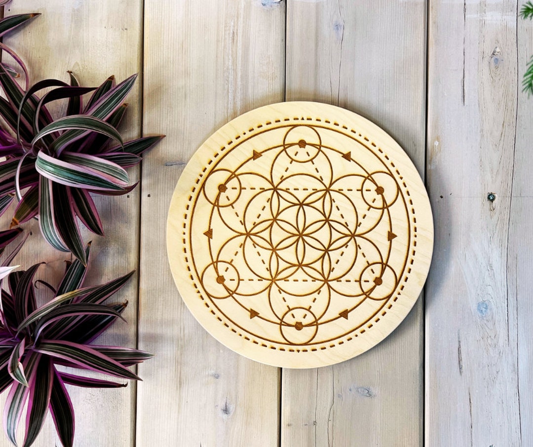 Wellness Crystal Grid Board, Wood Crystal Grid Board, Sacred Geometry ...