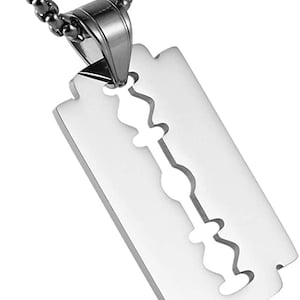 Men&#39;s Stainless Steel Punk Rock Razor Necklace