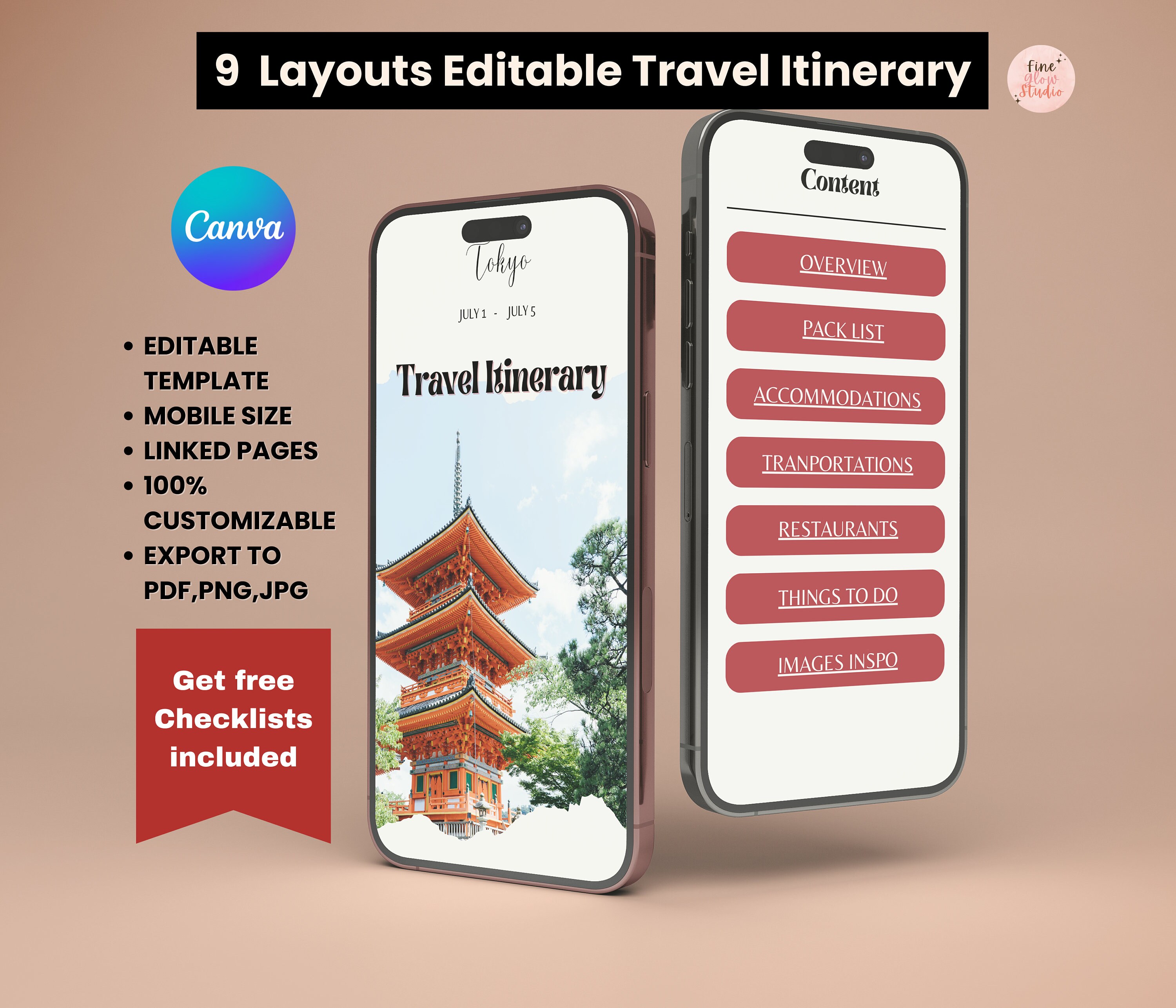 Mobile Travel Itinerary |itinerary Template | Digital Vacation Planner ...