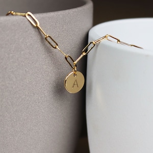 Gold Paperclip Necklace Personalized Jewelry Name Necklace Gift for Her Monogram Name Necklace · Valentines Day Gift · Initial Necklace