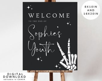 RIPs to my twenties party Welcome Board, Black Death to 20s invite, Funeral Death to my youth birthday welcome sign, 30s birthday Board, 175