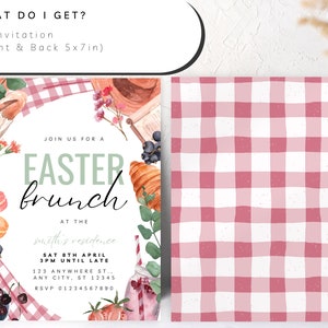Inbjudan till påskbrunch, påskpicknickfest, inbjudan till påskäggsbrunch, pastellfärgad påskinbjudan, picknickfestinbjudan, inbjudan till eftermiddagste, 202 bild 3