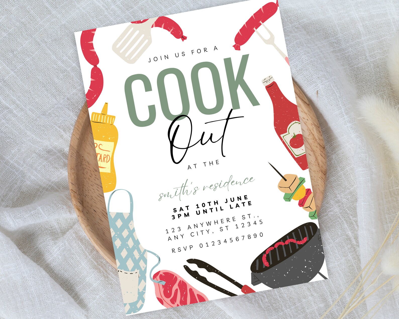 Spring Cookout Invite BBQ Cookout Party Invitation, Bbq Pool Party, Summer Cookout Invite ...