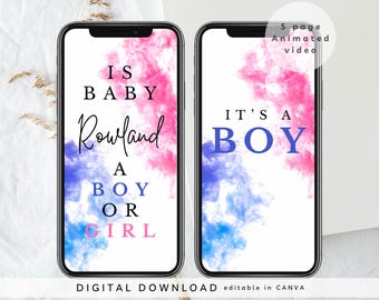Boy Digital Gender Reveal Video, It's a Boy Announcement, Gender announcement Video, smoke Pregnancy Announcement, it’s a boy reveal, 406