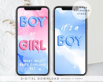 Boy Digital Gender Reveal Video, It's a Boy Announcement, Gender announcement Video, Digital Pregnancy Announcement, it’s a boy reveal, 408