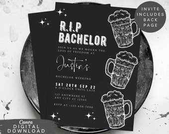 RIP Bachelor Invitation, funny bachelor Invite, Black Beers Bachelor Weekend Invite, Beer Stag do Invite, Last day of freedom invite 071