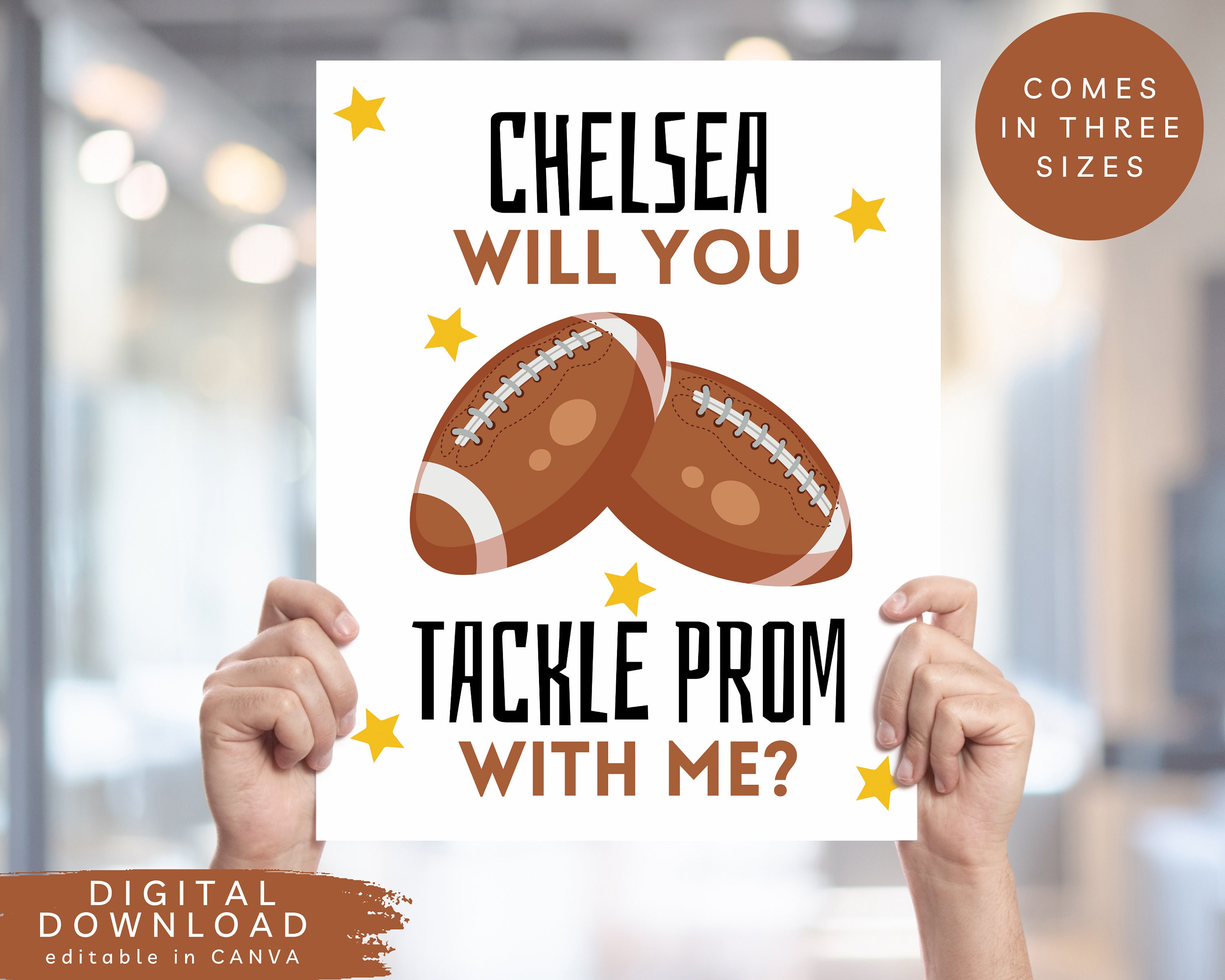 Edit Football Promposal Sign, Digital Promposal Ask Idea, Digital Will You  Tackle Prom With Me Sign, Printable Rugby Promposal Poster, 307 