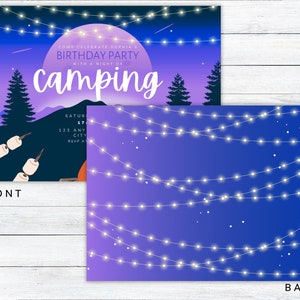 Camping Birthday Invite, Kids Cute S’mores Birthday Party, Bonfire Party Invite, Printable Backyard Birthday Invite, Bonfire Night, BIR13 image 2