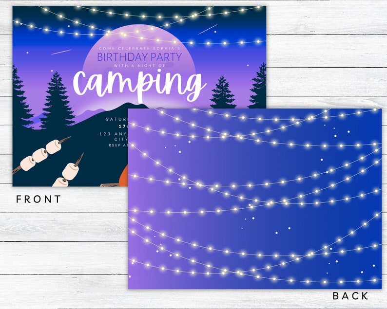 Camping Birthday Invite, Kids Cute S’mores Birthday Party, Bonfire Party Invite, Printable Backyard Birthday Invite, Bonfire Night, BIR13 image 2