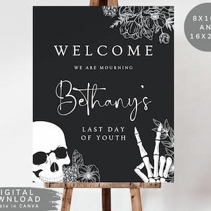 RIPs to my twenties party Welcome Board, Black Death to 20s invite, Funeral Death to my youth birthday welcome sign, 30s birthday Board, 176 image 1