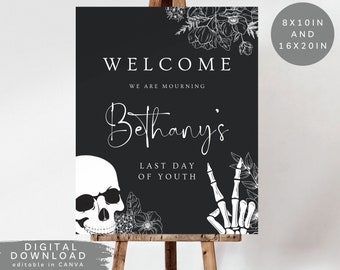 RIPs to my twenties party Welcome Board, Black Death to 20s invite, Funeral Death to my youth birthday welcome sign, 30s birthday Board, 176