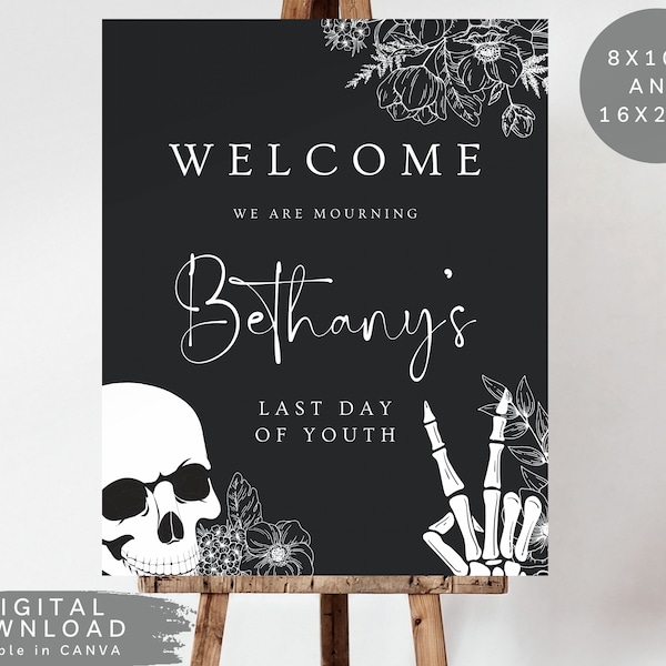 RIPs to my twenties party Welcome Board, Black Death to 20s invite, Funeral Death to my youth birthday welcome sign, 30s birthday Board, 176