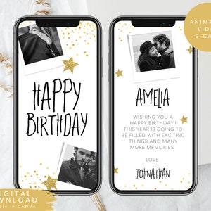 Birthday animated e-card, Animated birthday Announcement, Glitter electronic card, Happy Birthday mobile text, Birthday digital card, 333