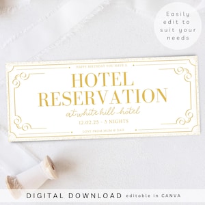 Vale regalo sorpresa personalizado para estancia en hotel, idea regalo perfecta para cumpleaños, billete para escapada de fin de semana, vale regalo para reserva de hotel, 407
