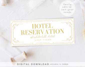 Personalised Surprise Hotel Stay Gift Voucher, Perfect Gift Idea for Birthdays, Weekend Getaway Ticket, Hotel Reservation Gift Voucher, 407