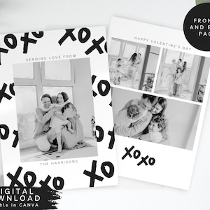 Plantilla de tarjeta con foto para el día de San Valentín, tarjeta festiva editable, tarjeta con foto familiar, tarjeta personalizada para el día de San Valentín, tarjeta festiva de temporada, 145