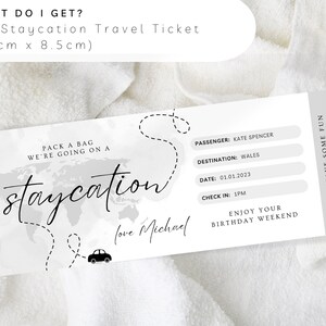 Editable Staycation Travel Ticket, Print Surprise Trip Voucher, Holiday Destination Voucher ...
