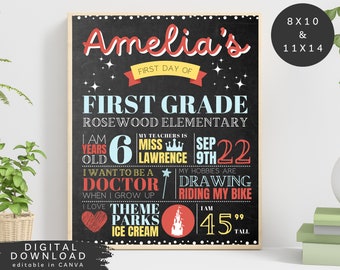 Chalk board first day of school sign, Preschool back to school sign, any grade 1st day of school, kindergarten chalkboard school sign, 279