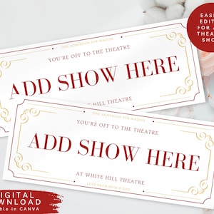 Bearbeitbares Gutschein für digitale Theaterkarte, Überraschungskarte für Musiktheater, Weihnachtsgeschenk-Theaterkarte, Geburtstags-Boutique-Showkarte, 198