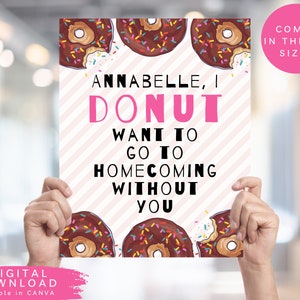 Donut Homecoming Sign, Digital Homecoming Ask Idea, Will you go to Homecoming with me sign, Printable Homecoming Poster, Homecoming Idea,304