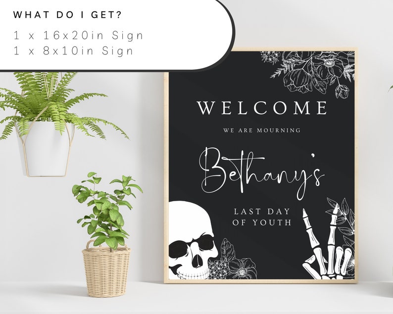 RIPs to my twenties party Welcome Board, Black Death to 20s invite, Funeral Death to my youth birthday welcome sign, 30s birthday Board, 176 image 2