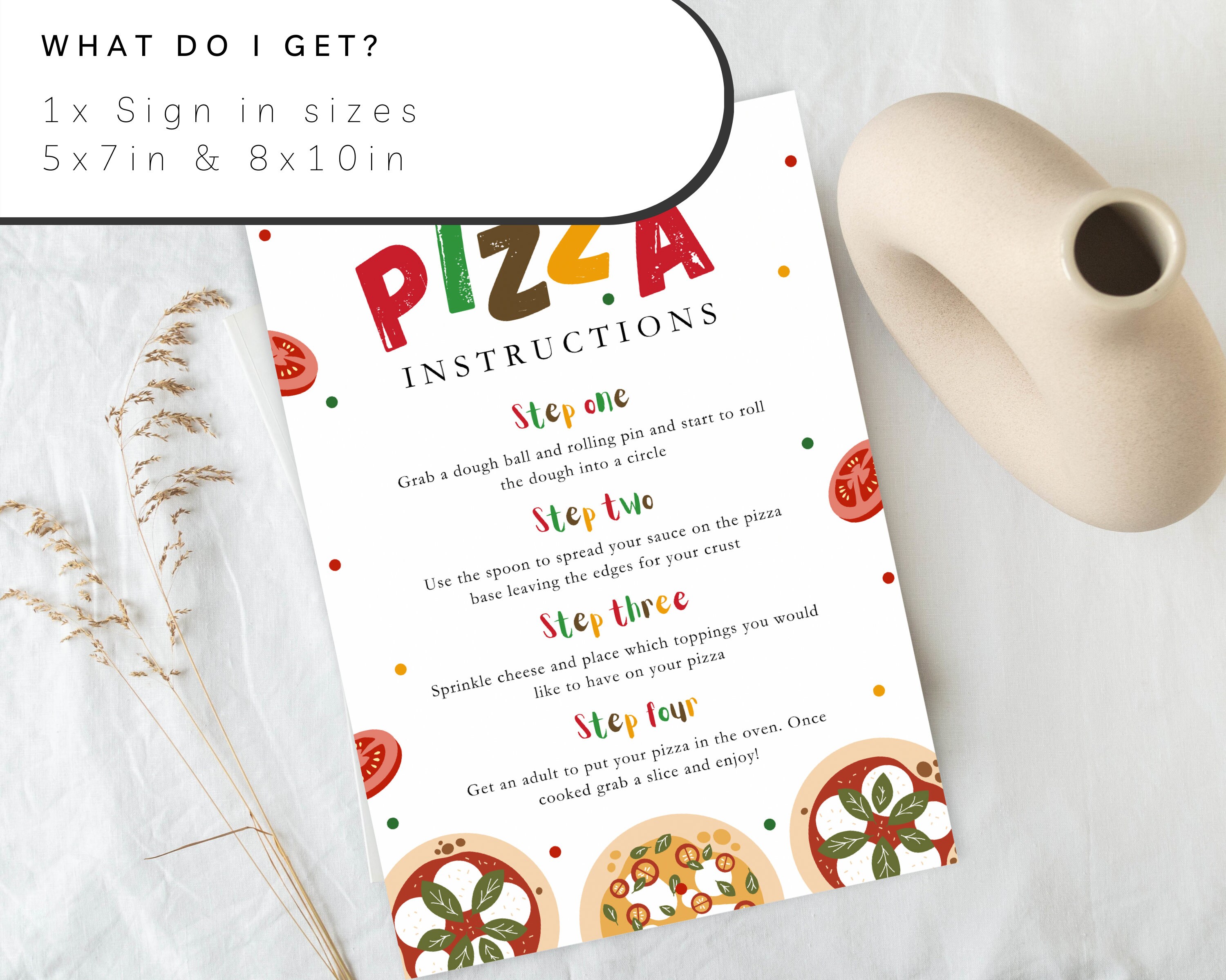Editable Make Your Own Pizza Instructions Sign, Slice of Fun Pizza ...