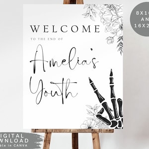 RIPs to my twenties party Welcome Board, white Death to 20s invite, Funeral Death to my youth birthday welcome sign, 30s birthday Board, 176