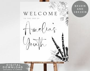 RIPs to my twenties party Welcome Board, white Death to 20s invite, Funeral Death to my youth birthday welcome sign, 30s birthday Board, 176