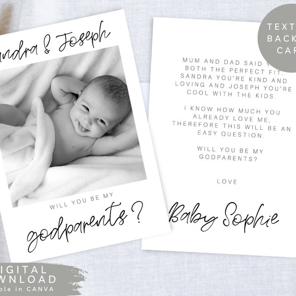 Editable Will you be my Godparents Proposal Card, Printable Godparents Announcement Card, Personalised Newborn godparent proposal card, 385