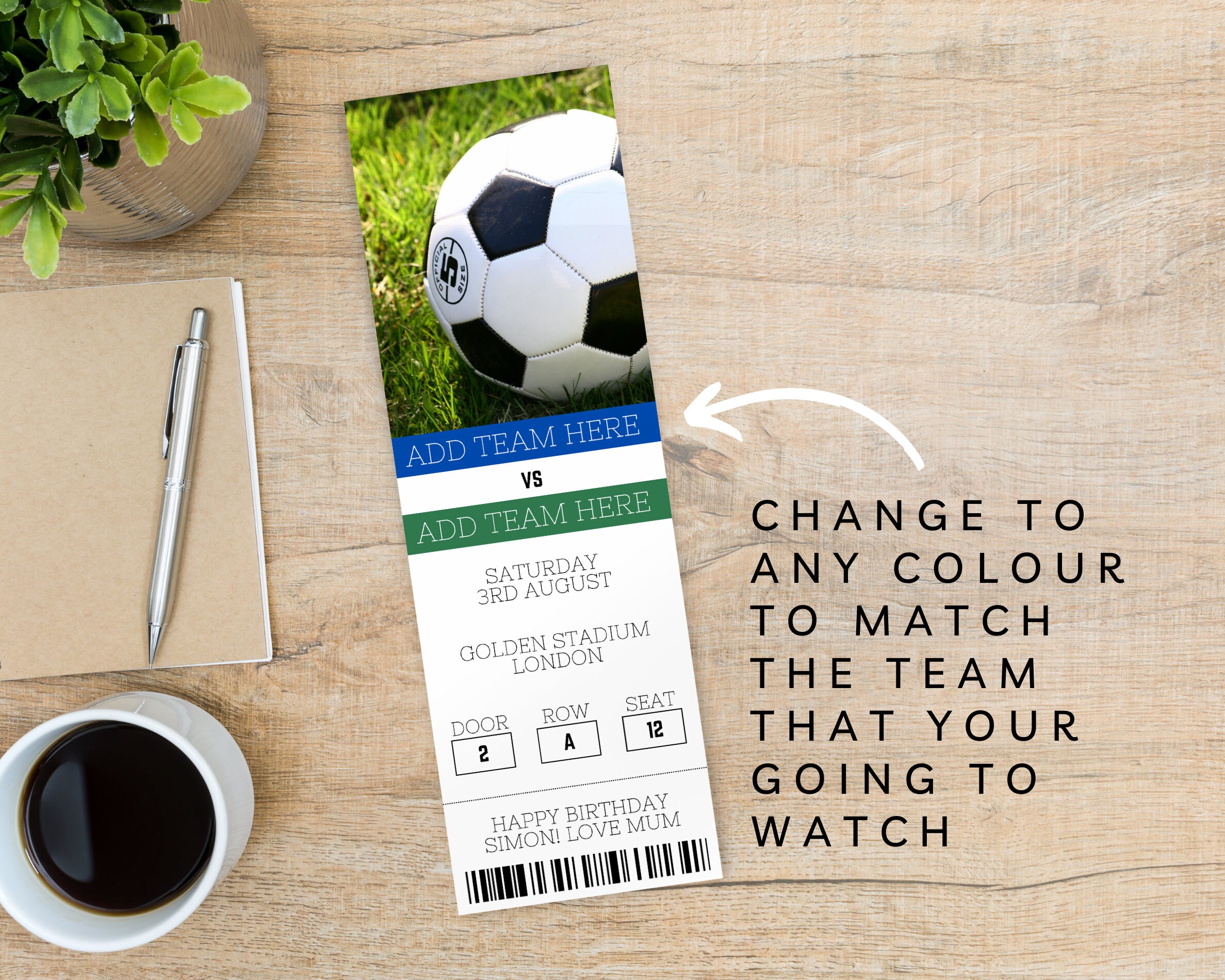 Editable Digital Football Team Ticket Voucher Soccer Surprise Etsy UK