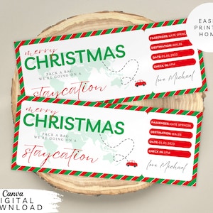 Buono regalo modificabile per soggiorno natalizio, biglietto regalo di Natale, buono regalo per un weekend, coupon di Natale, etichetta regalo stampabile, 086