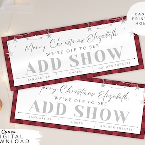 Editable Theatre Ticket Voucher, Musical Theatre Surprise Ticket, Christmas Theatre Ticket, Broadway Ticket, Personalized Xmas Voucher, 100