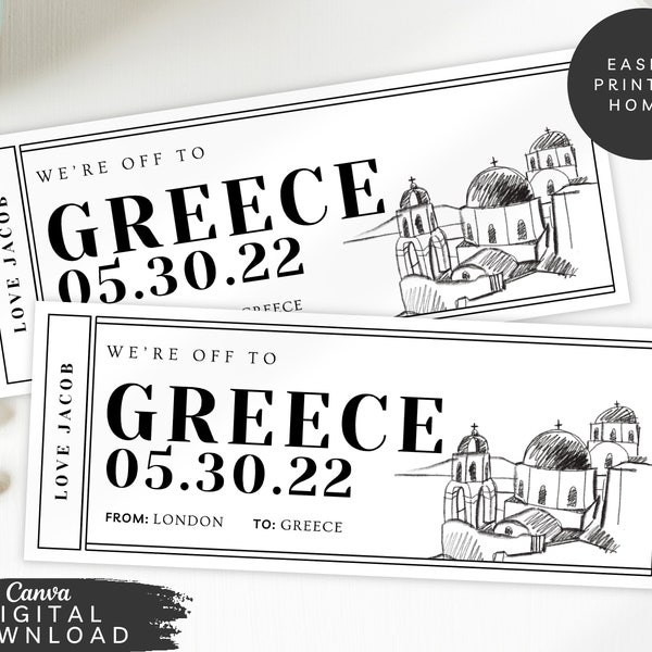 Greece Boarding Ticket Etsy