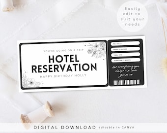 Personalised Surprise Hotel Stay Gift Voucher, Perfect Gift Idea for Birthdays, Weekend Getaway Ticket, Hotel Reservation Gift Voucher, 412
