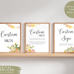 Editable Custom Fiesta Sign, Printable Cactus Custom Table Sign, Fiesta framed Sign, Fiesta Shower table Sign, Fiesta Food Table Sign, SET1