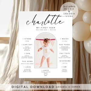 Plaque d'anniversaire importante, modèle d'affiche de la première année de bébé photo, panneau d'étape 1er anniversaire, panneau de photo 1er anniversaire, panneau d'étape,118