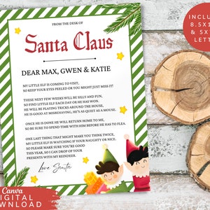 Editable first time elf arrival letter, Christmas elf letter, Elf welcome letter, Hello letter from elf, Personalized letter from Santa, 089