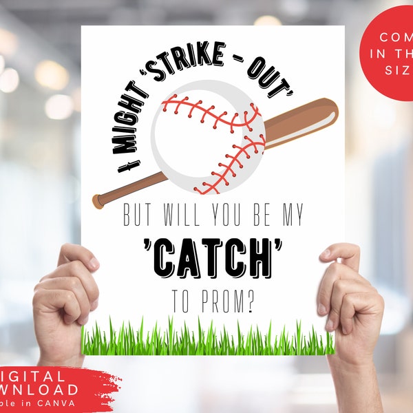 Baseball Promposal Sign, Digital Promposal Ask Idea, Digital Homerun Baseball Prom sign, Printable Promposal Poster, School Dance Sign, 310