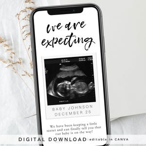 Anuncio de embarazo, anuncio de ecografía digital, revelación de bebé móvil, anuncio de que estamos esperando, tarjeta de revelación de ecografía de embarazo, 419