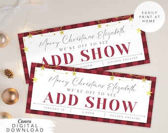 Editable Theatre Ticket Voucher, Musical Theatre Surprise Ticket, Christmas Theatre Ticket, Broadway Ticket, Personalized Xmas Voucher, 100