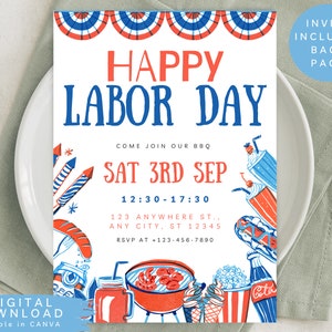 Editable labor day bbq party invitation, labor day weekend invite, Summer backyard invite, Summer BBQ cookout invite, Pool party invite