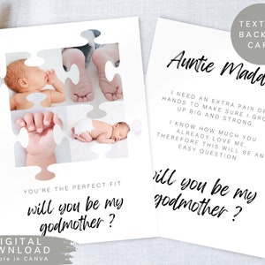 Editable Will you be my Godmother Proposal Card, Printable Godparents Announcement Card, Personalised Newborn godparent proposal card, 180