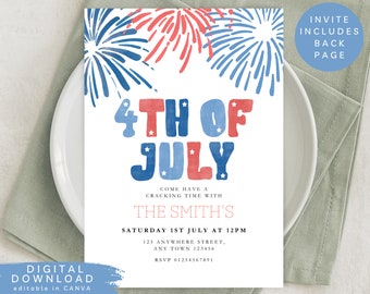 Invitation modifiable à la fête du 4 juillet, invitation au jour de l'indépendance, invitation au barbecue du 4 juillet, invitation à une fête de quartier, invitation à un barbecue, invitation à un feu d'artifice, 332