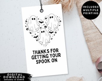 Ghost Halloween Party Tags, Trick or Treat gift tag, Printable Halloween Gift Tag, Hey Boo Party Favor Tag, Halloween Treat Bag Tag, 367