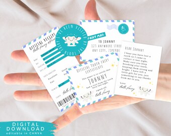 Editable Mini Tooth Fairy Set, Printable Lost Tooth Receipt, Tooth Fairy letter, Mini Tooth fairy certificate, My first tooth letter, 126