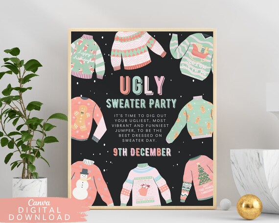 christmas party best dressed and ugly sweater invite Ugly Sweater Party Invitation